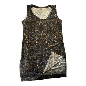 🎃 PAISLEY VELVET MIDI SHIFT DRESS | Black multi | No size but fits L-XL